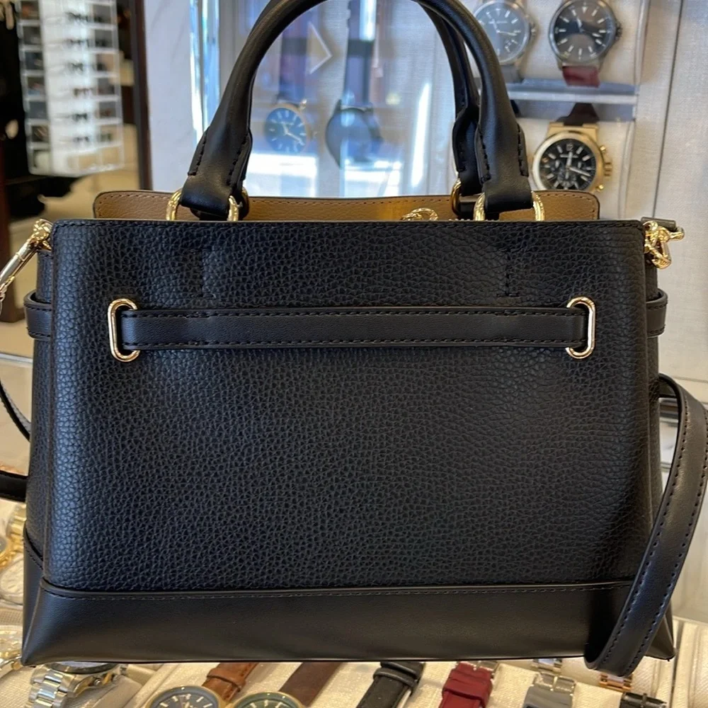 Michael Kors Reed Small Satchel Crossbody Center Zip Bag Color: Black  NWT